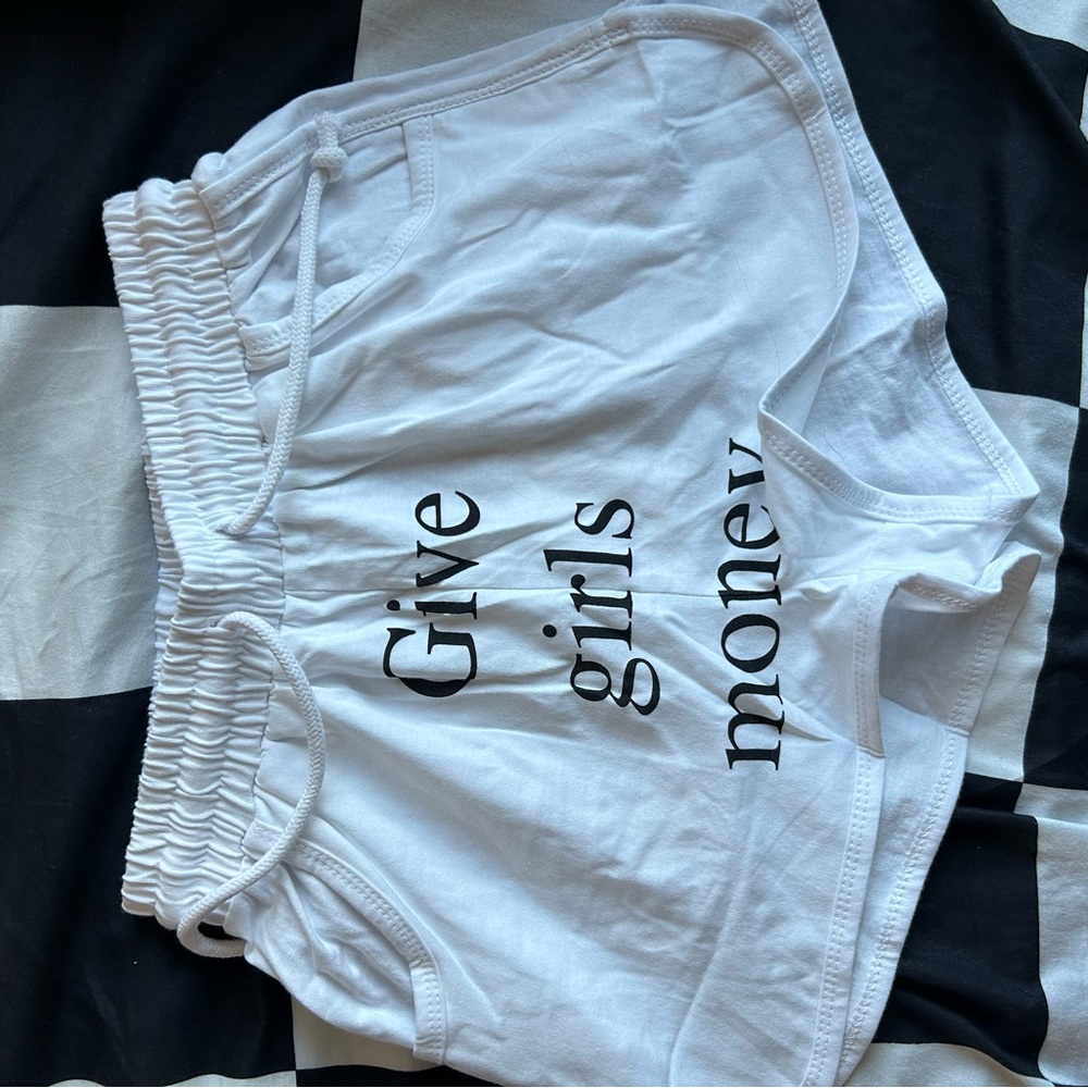 Praying NWT give girls money draw string shorts